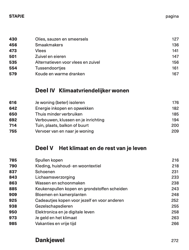 Inhoudsopgave 1001 stapjes naar een klimaatvriendelijker leven pagina 2